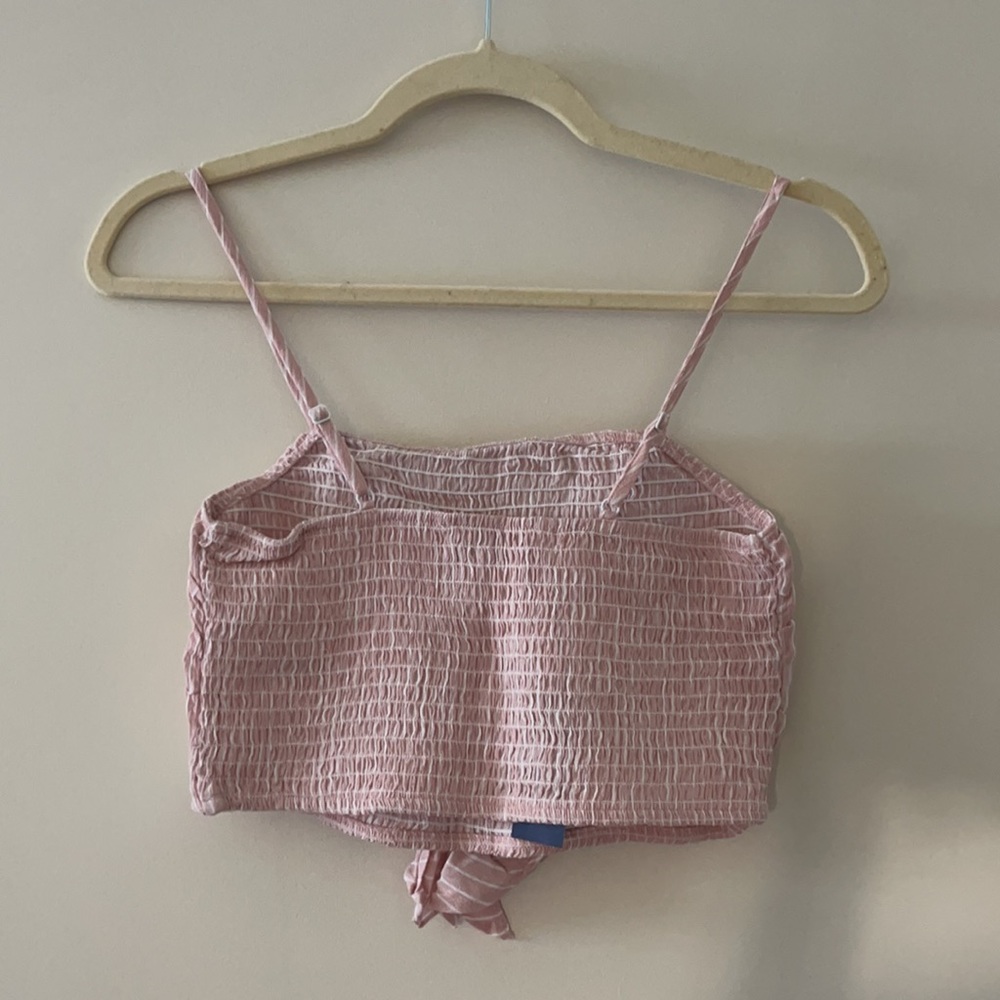 AMERICAN EAGLE Pink Striped Knot Crop Tank - NWT - Picture 3 of 3